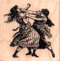 fighting-girls-art-rubber-stamp