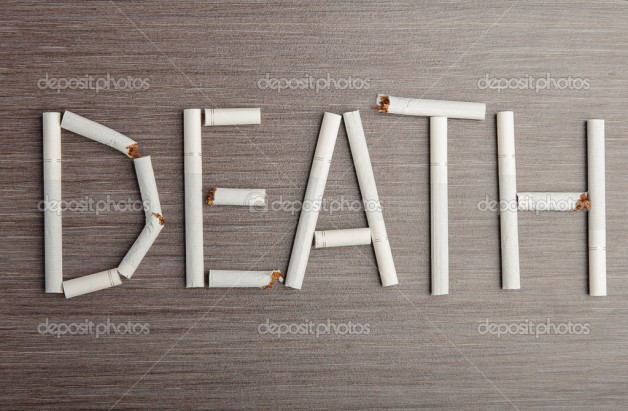 concept of the dangers of smoking. the word "death" of cigarettes