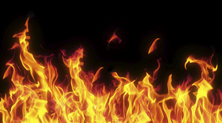 flame isolated over black background