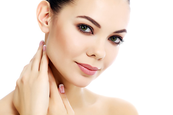 Pretty female against a white background